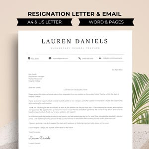 Carta de renuncia, Carta de renuncia de un maestro, Carta de renuncia de un maestro, Carta de preaviso de dos semanas, Plantilla de correo electrónico de renuncia en MS Word