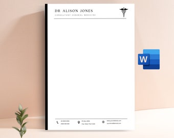 Doctor Letterhead, Nurse Stationery, Letterhead, Template, Editable, Doctor, DIY, Stationery, Monogram, Printable, Microsoft Word