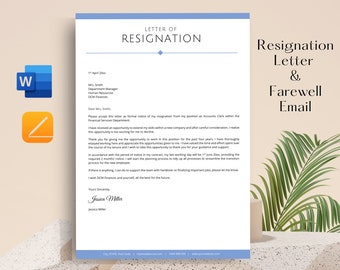 Letter of Resignation, Resignation Letter Template, Microsoft Word and Pages Template, Resignation Letter Sample Letter & Writing Tips