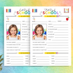 First Day of School Interview, Back to School Questionnaire, First Day of School Printable, All About Me, Last Day of School Printable