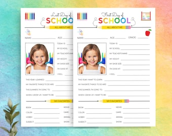 First Day of School Interview, Back to School Questionnaire, First Day of School Printable, All About Me, Last Day of School Printable
