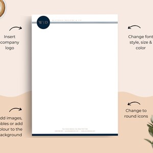 Business Letterhead for MS Word, Letterhead Template Word, Custom Letterhead, Easy Editable Letterhead, Letterhead Design, DIY Stationery image 2