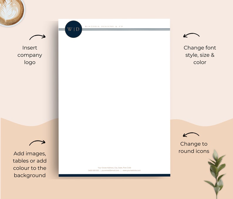 Business Letterhead for MS Word, Letterhead Template Word, Custom Letterhead, Easy Editable Letterhead, Letterhead Design, DIY Stationery image 2