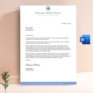 Membrete médico, membrete para médicos, papelería para enfermeras, plantilla de membrete comercial editable, membrete imprimible de Word, membrete personalizado