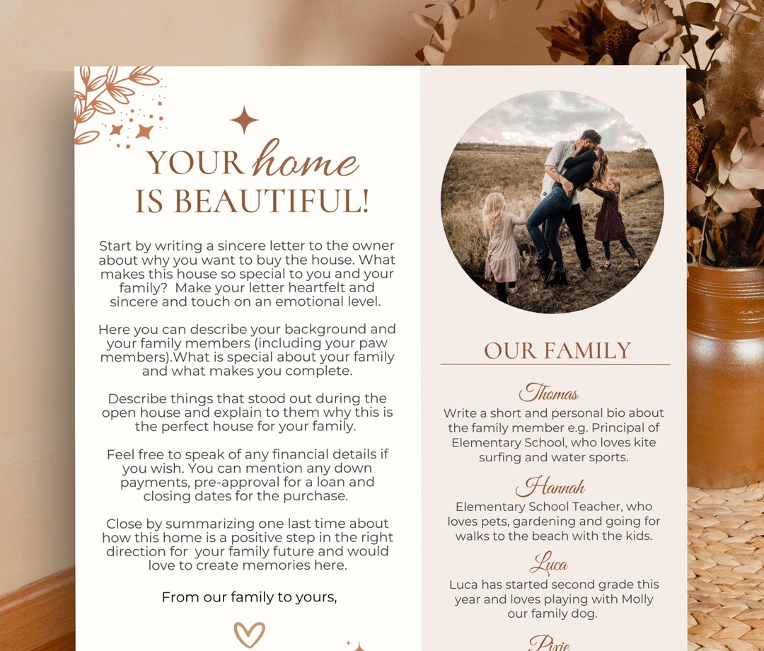 Letter to Seller, Editable in Canva, Home Offer Letter, Home Buying Letter, Dear Seller, Home