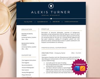 Dental Hygienist Resume Template for Word, Dental Assistant Resume, Dental Resume Template, Dental Hygiene Resume, Dentist Resume Template