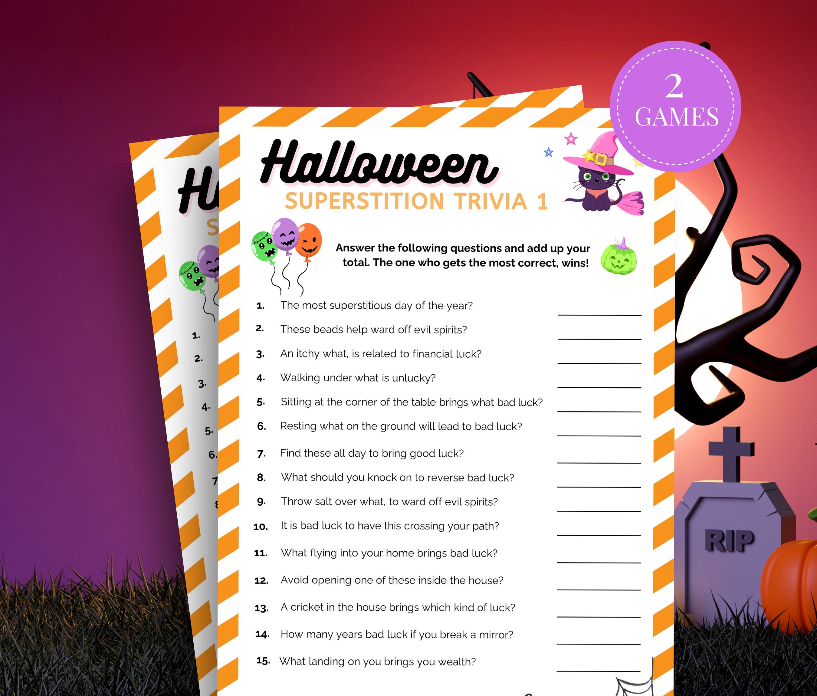 Free Printable Halloween Superstitions Trivia Quiz