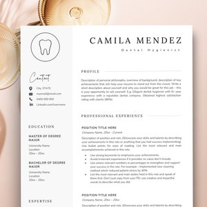 Dental Hygienist Resume Template, Dental Assistant Resume for Word, Resume for Dentists, Dental Receptionist Resume, Hygienist Resume