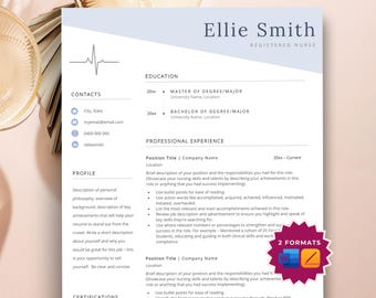 Nurse Resume Template, Nurse CV, Nursing Assistant Resume, Enrolled Nurse Resume, Registered Nurse CV, Medical Resume, Nursing Resume