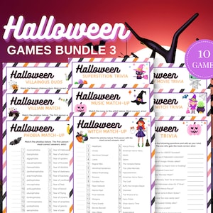 Halloween Party Game Halloween Game Bundle Halloween Printable Games, Halloween Games for Teens, Halloween Games for Adults Halloween Trivia