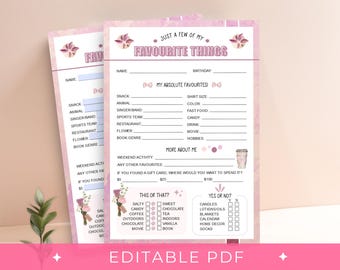 Teacher Favorite Things Printable, All About My Teacher, Get To Know Me, All About Me Template, Employee Questionnaire, Get To Know You