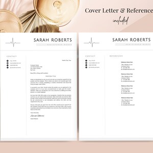 May include: A black and white cover letter template with a heart rate line graphic and the text "Cover Letter & References included". The template is designed for a registered nurse named Sarah Roberts.