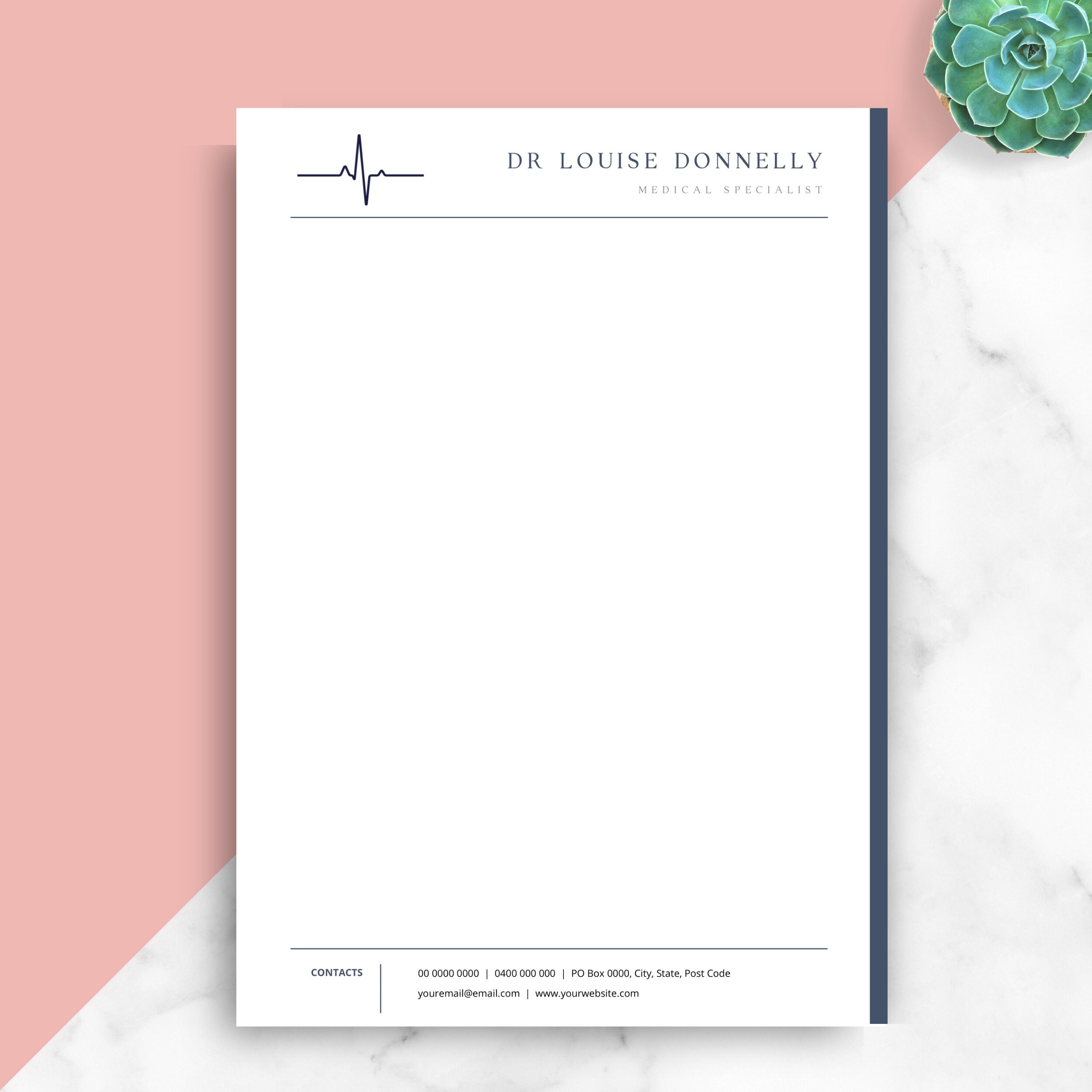 Doctor Letterhead for Word Nurse Stationery Custom Letterhead Etsy