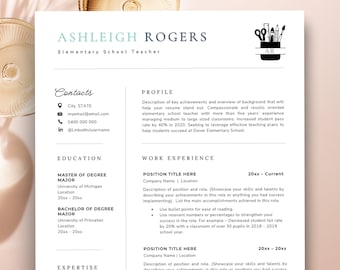 Educator Resume Template, Teaching Resume Template, Resume Template Word, Elementary Teacher Resume, Preschool Teacher, High School Resume