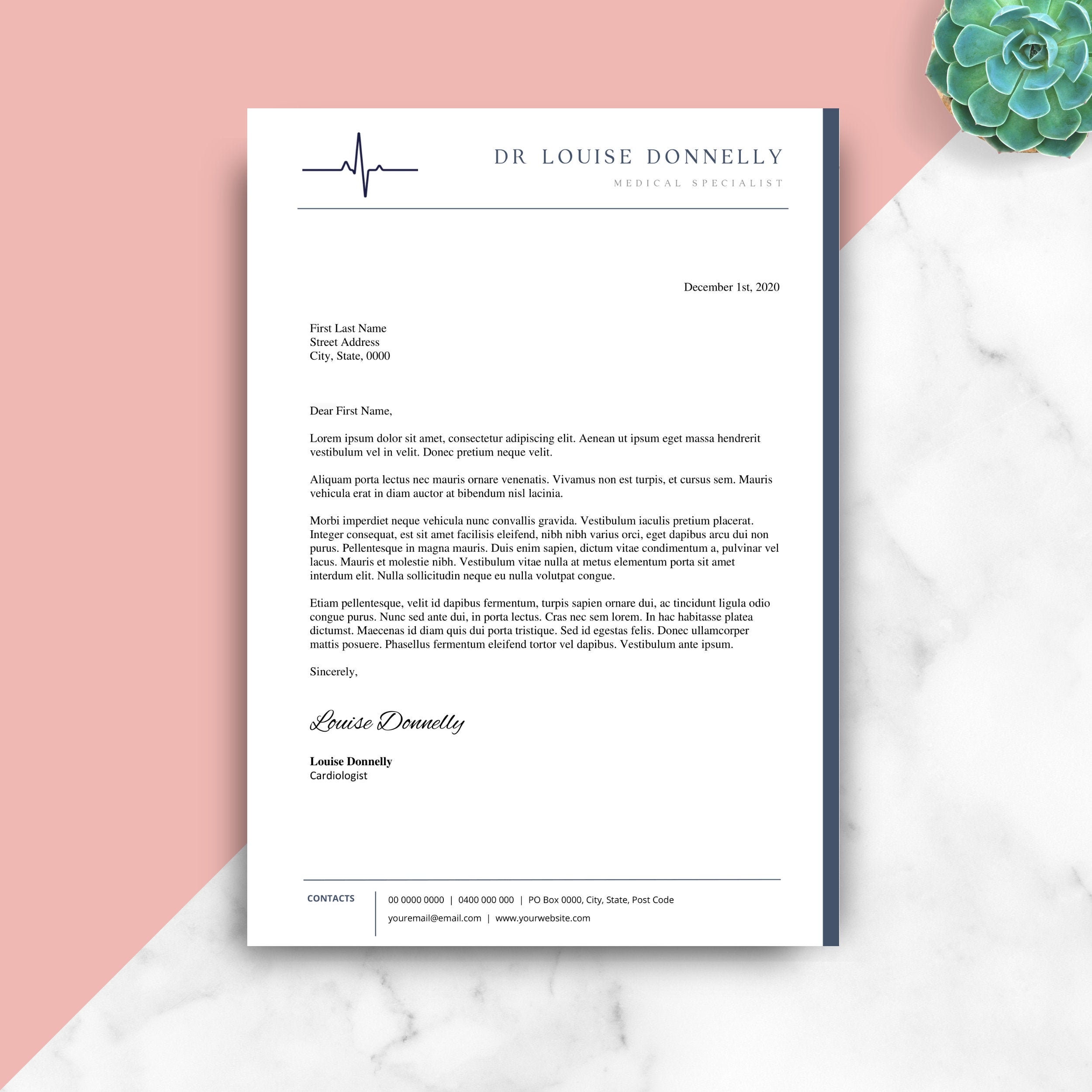 Doctor Letterhead for Word Nurse Stationery Custom Letterhead  Etsy For Medical Letterhead Templates