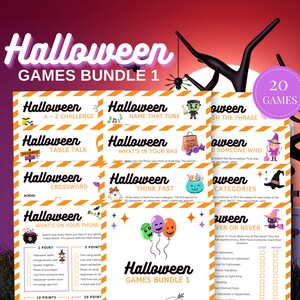 Halloween Games for Adults, Halloween Games Printable, Halloween Games Bundle, Halloween Party Games for Teens, Halloween Party Games