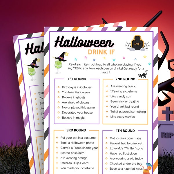 Halloween Drinking Game, Halloween Party Game, Halloween Drink If Game, Halloween Games for Adults, Adult Party Game, Drink If Game