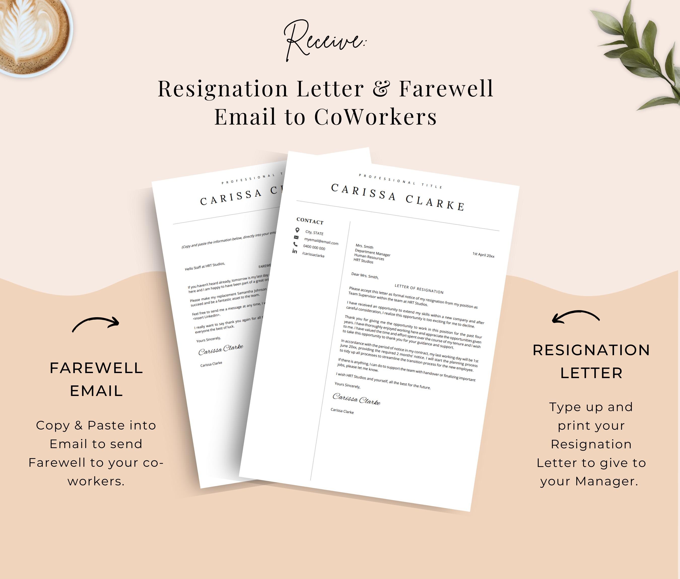 Immediate Resignation Letter, Resignation Letter Template, Sample ...