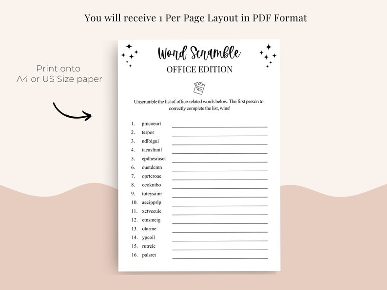 Word Scramble Game Office Party Games Virtual Work Games Etsy