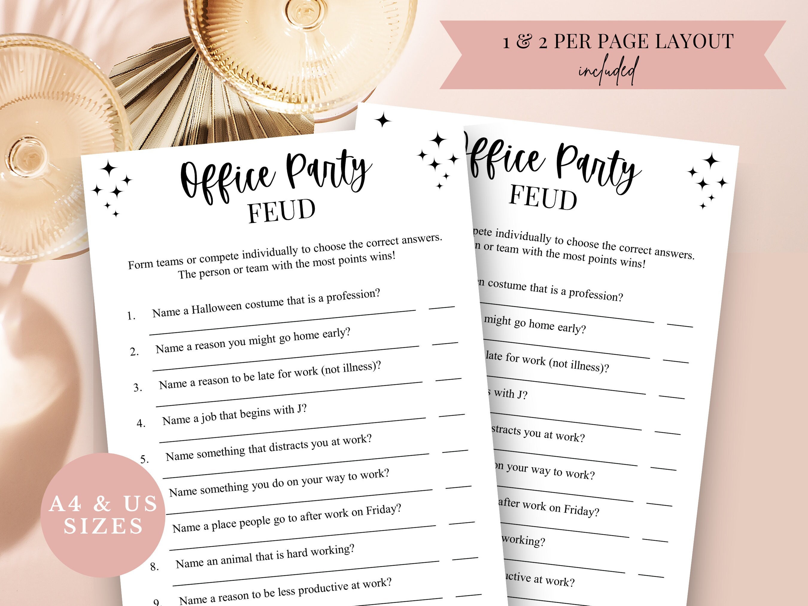 Office Party Feud Game, Office Activity Games, Office Trivia Game Set Games For Team Building Office Party Game And Activity Supplies Of02