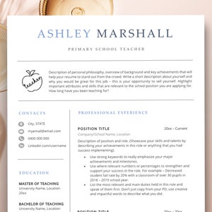Teacher Resume Template for Word & Google Docs, Teacher CV Template, Elementary Resume, Teaching Resume Template, High School Resume