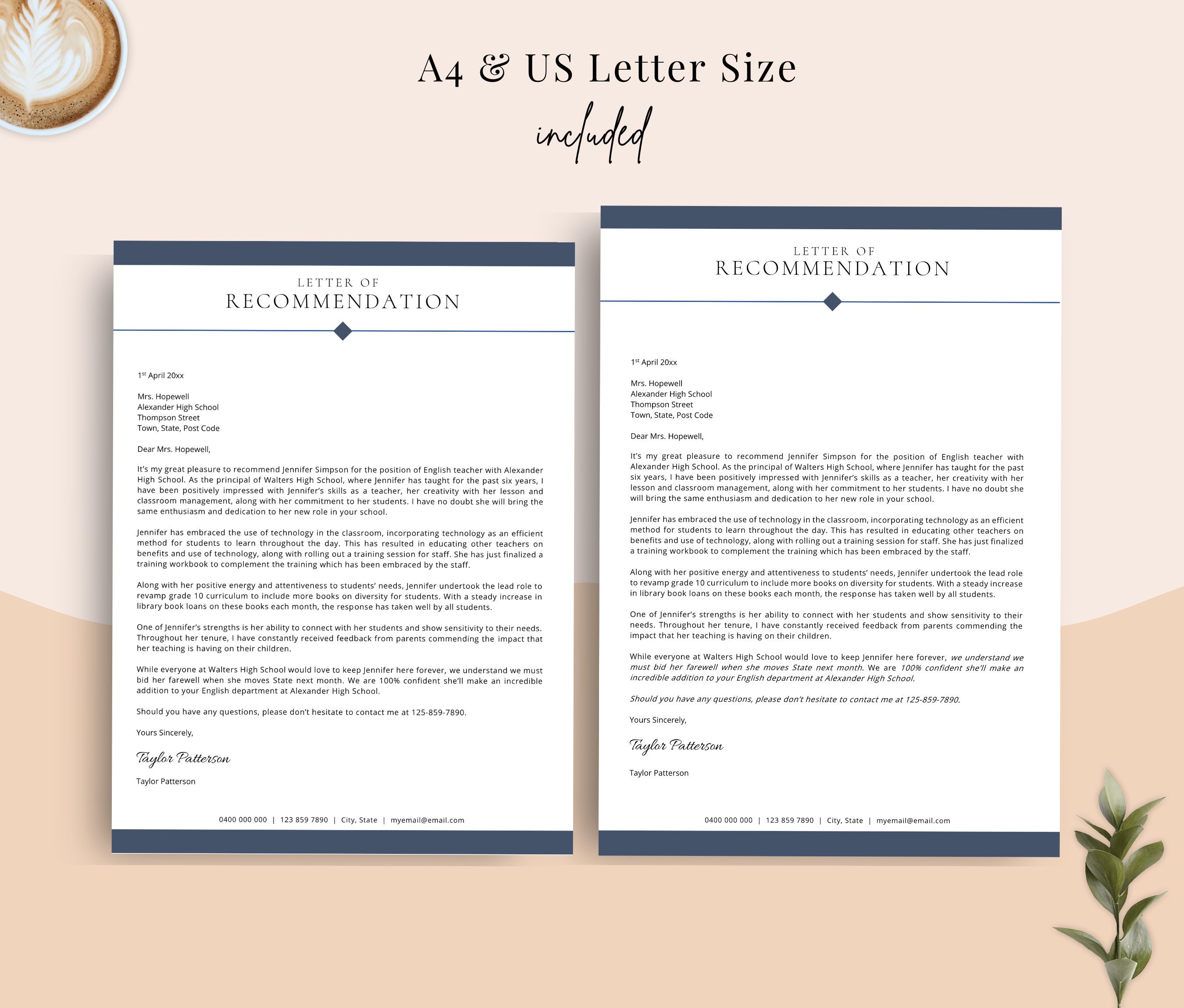 Reference Letter for a Teacher, Letter of Recommendation Template ...