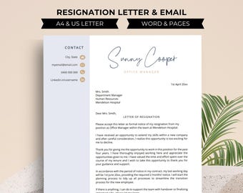 Employee Resignation, Resignation Letter Template, Notice of Resignation, Formal Template Resignation Letter, Resignation Email MS Word