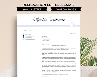 Leraar ontslagbrief, sjabloon voor brief met opzegtermijn van 2 weken, ontslagbrief, sjabloon ontslagbrief, ontslagmail