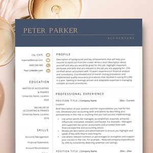 Professional Resume Template for Word, Accountant Resume, Accounting CV, Finance Resume, Cover Letter Template, Male Resume, Sales Resume