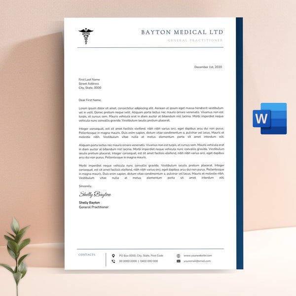 Nurse Letterhead, Nurse Stationary Letterhead Template Word, Business Letterhead Template, Business Letterhead with Logo, Medical Letterhead