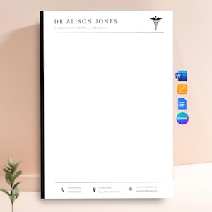 Doctor Letterhead, Nurse Stationery, Letterhead, Template, Editable, Doctor, DIY, Stationery, Monogram, Printable, Microsoft Word