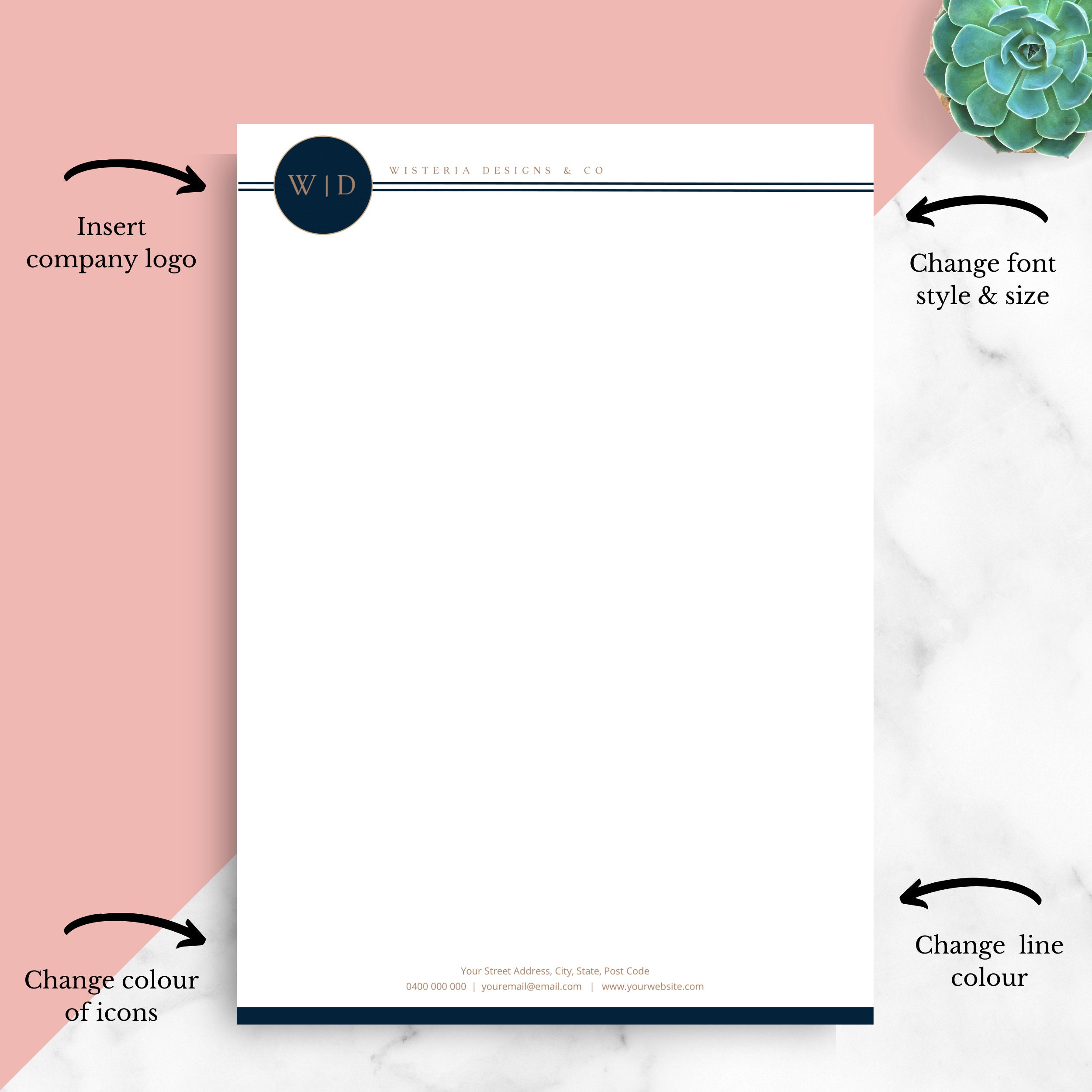 Business Letterhead for MS Word Letterhead Template Word - Etsy