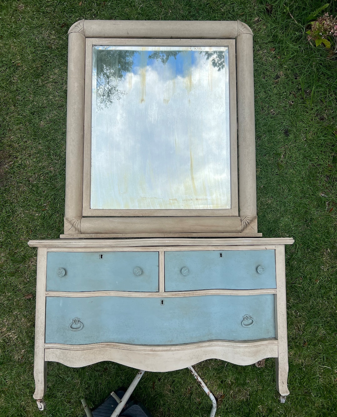 Antique Lowboy Dresser With Mirror Etsy
