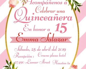 15-year floral invitation