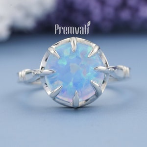 Unique White Fire Opal Solitaire Engagement Ring ClawProng Wedding Ring Women October Birthstone Everydaywear Ring Attractive Christmas Gift