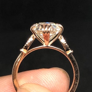Antieke vintage 2,35 CT oude mijn kussen gesneden Moissanite diamanten verlovingsring Milgrain Vintage prong ring, 14kt geel gouden trouwring