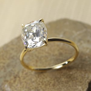 Old Mine Cushion Moissanite Engagement Ring 14K Solid Gold Ring 3.50CT Promise ring Wedding Ring annivarsary Gift