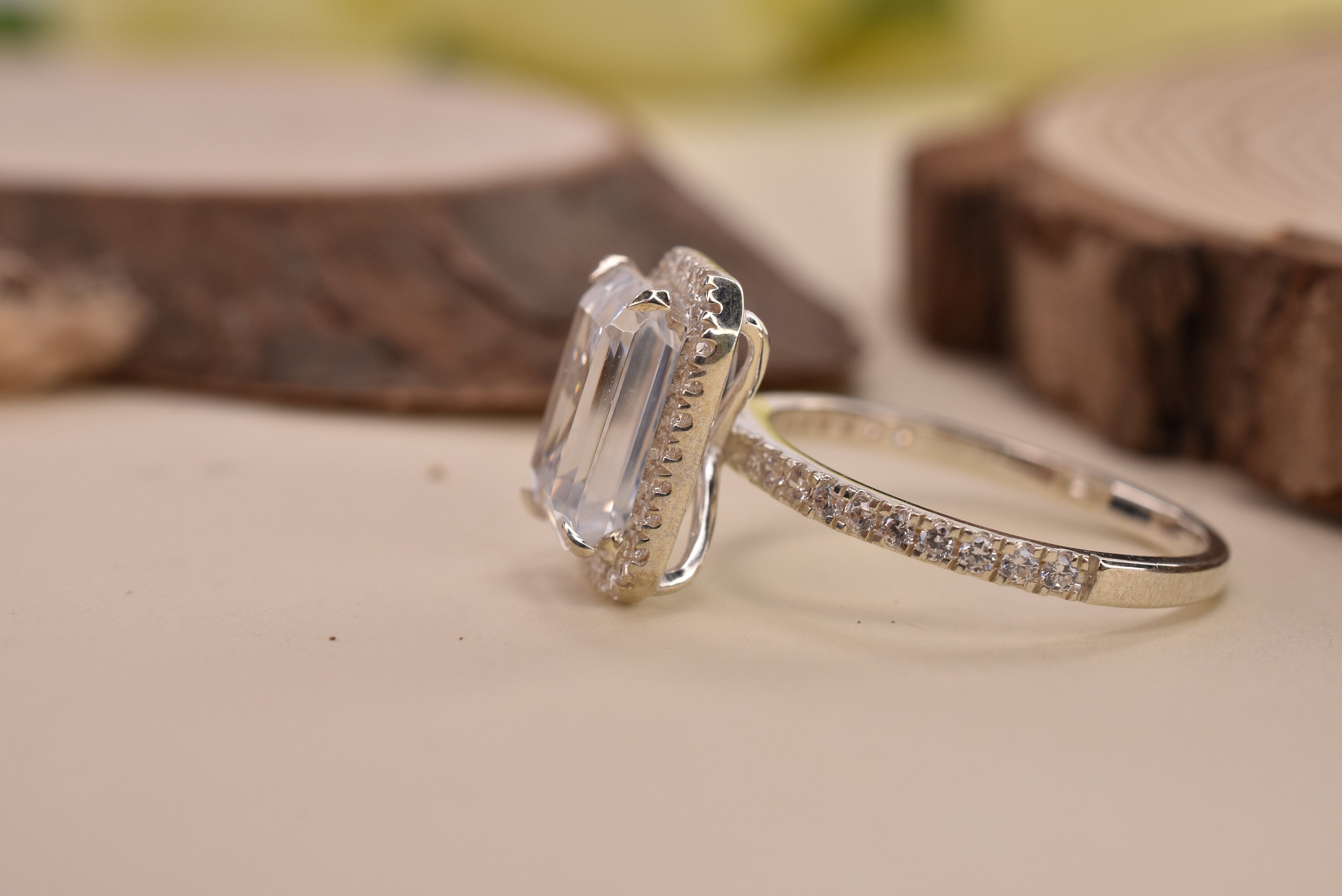 3 CT Emerald Cut Solitaire Engagement Ring Wedding Ring Etsy