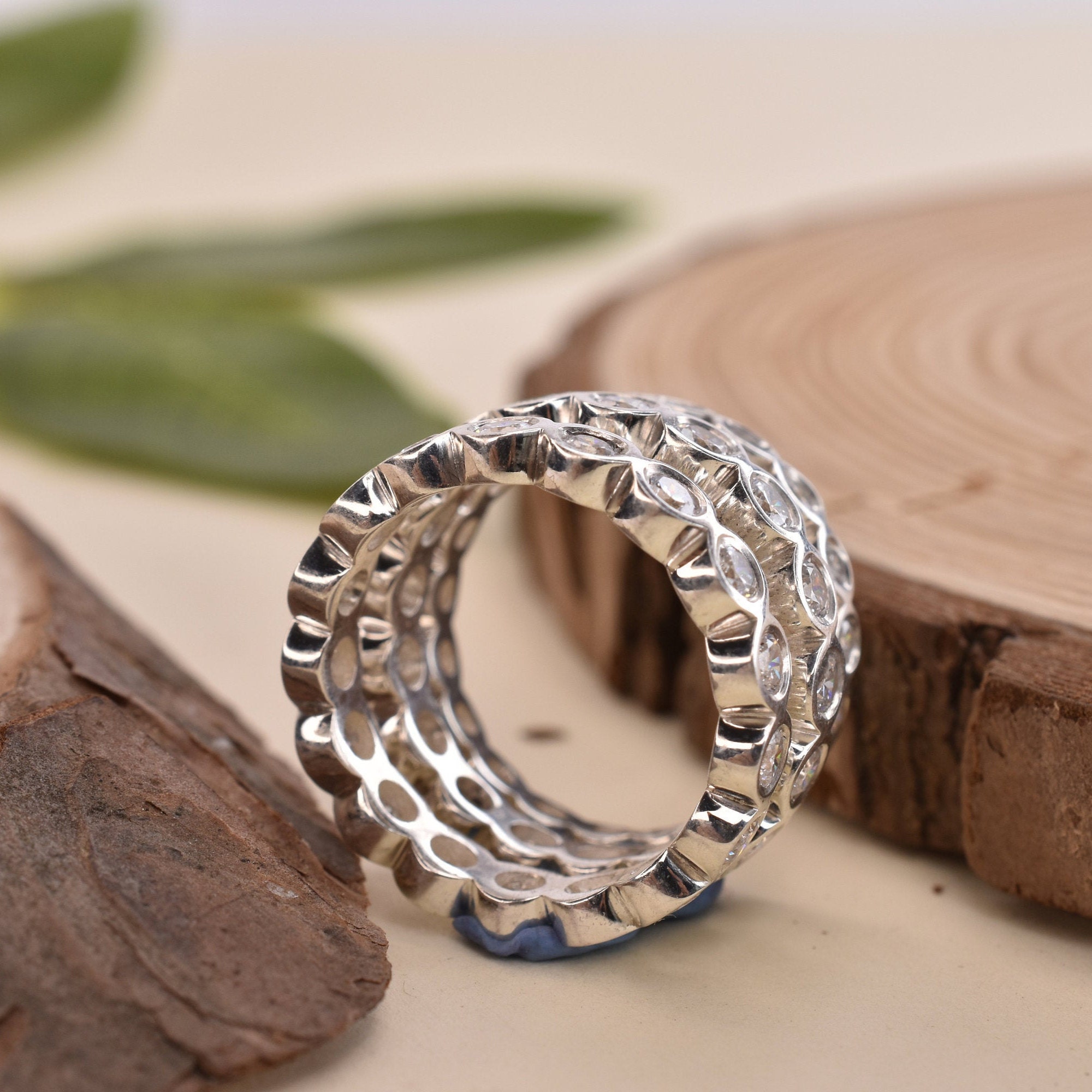 Bubble Style Bezel Set Wedding Band for Woman Unique - Etsy