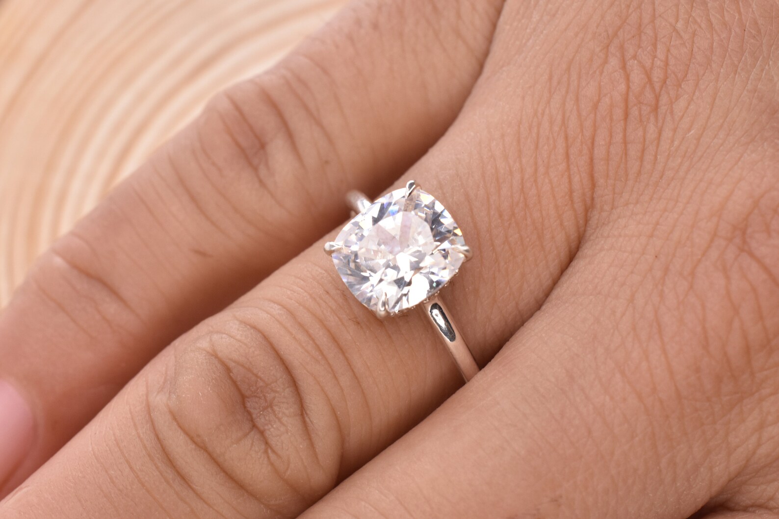 3.0 CT Cushion diamond Engagement Ring Crushed Ice Cushion Etsy