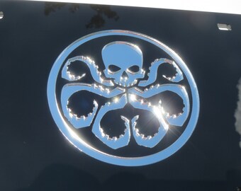Hydra Black on Mirror Acrylic License Plate 3D look Laser cut