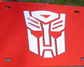 Transformers Optimus Prime on Mirror Acrylic License Plate 3D look Laser cut