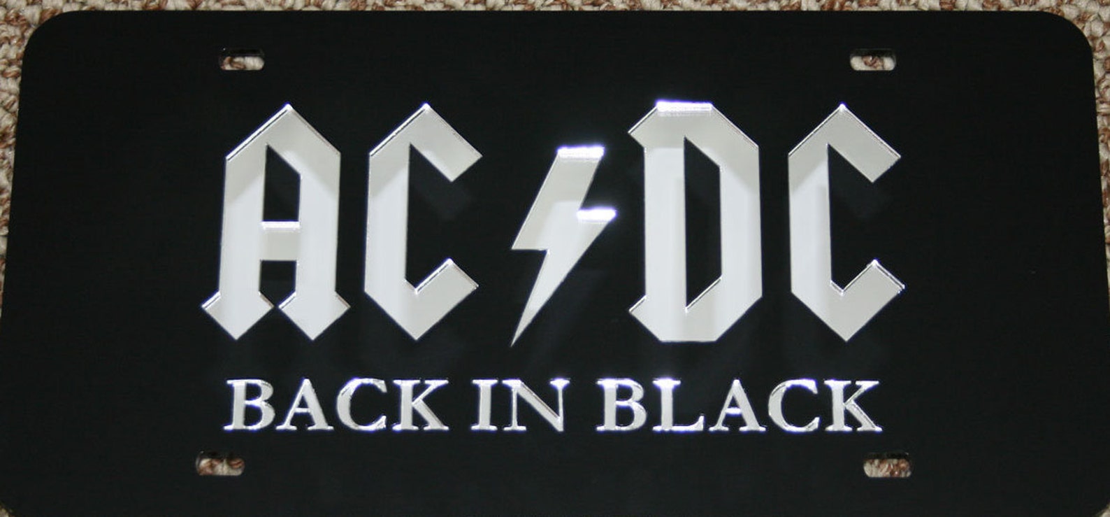 AC/DC Back in Black Mirror Acrylic License Plate 3D Look Laser Etsy