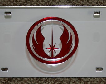 Jedi Star Wars Mirror Acrylic License Plate 3D look Laser cut
