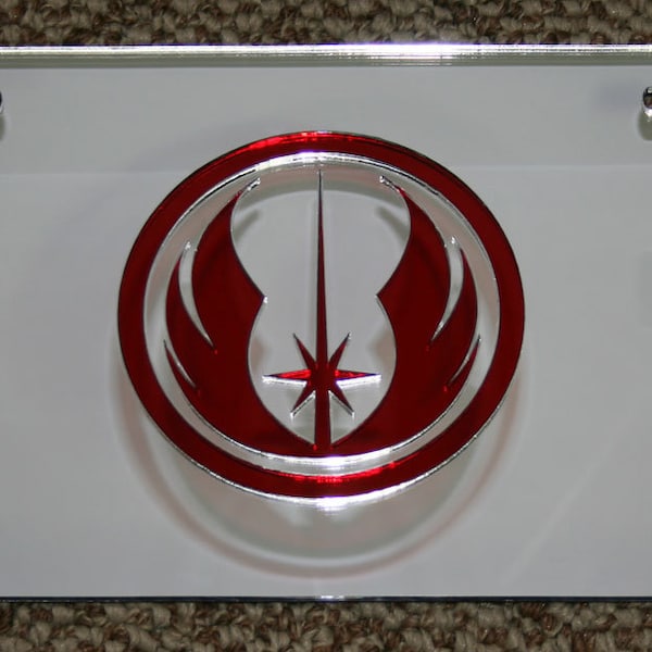 Jedi Star Wars Mirror Acrylic License Plate 3D look Laser cut