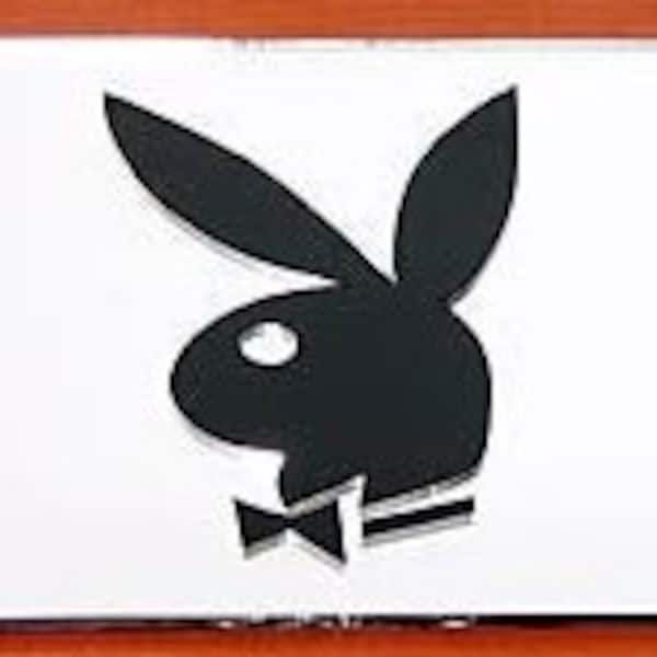 Playboy Bunny Mirror Acrylic License Plate 3D look Laser cut