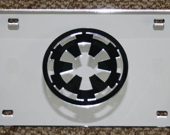 Galactic Empire Darth Vader Star Wars Mirror Acrylic License Plate 3D look Laser cut