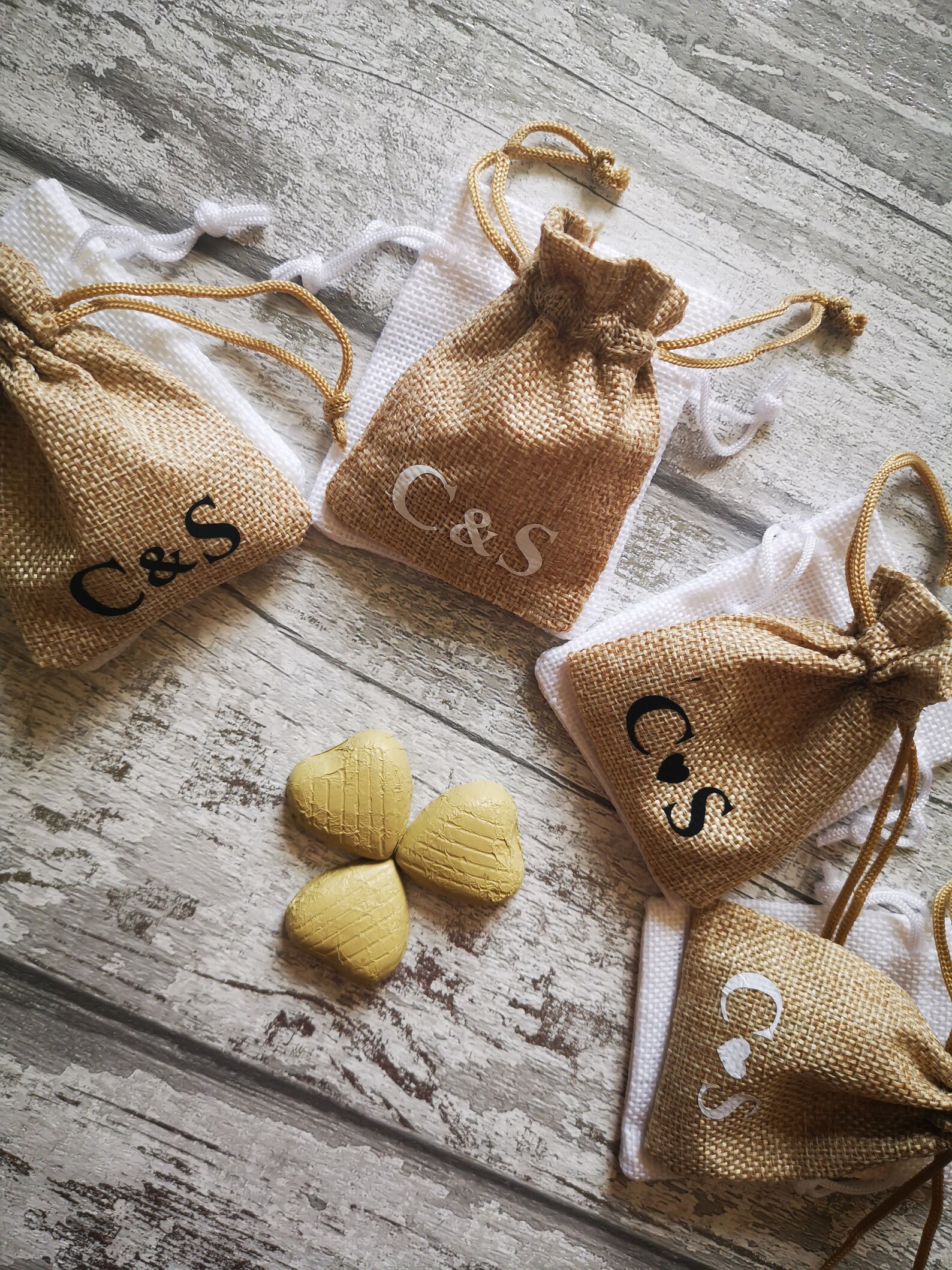 Hessian Wedding Favour Bags Personalised Milk Chocolate Etsy