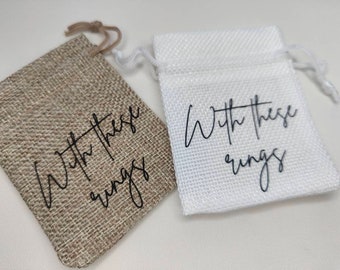 Hessian Wedding Ring Bag | Wedding Rings | Drawstring | Personalised | Ring Bag | Ring Box | Ring Bearer | Ring Pillow | With These Rings