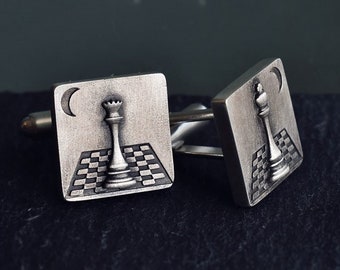 King and Queen Silver Cuff Links, King and Queen CuffLinks, Chess Cuff Links, Groom Cuff Links, Men Jewelry, Wedding CuffLinks, Wedding Gift